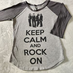 The Beatles 2012 Keep Calm And Rock On Baseball Tshirt Size Medium